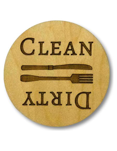 Imán de Lavavajillas Limpio Sucio Madera Arce 6.35 cm