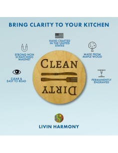 Imán de Lavavajillas Limpio Sucio Madera Arce 6.35 cm 2
