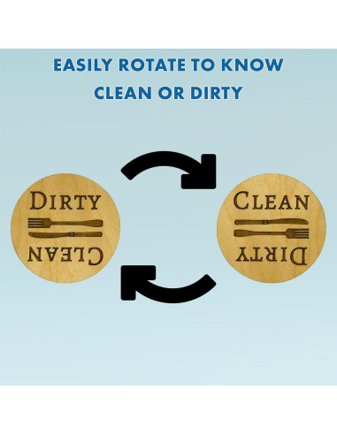 Imán de Lavavajillas Limpio Sucio Madera Arce 6.35 cm