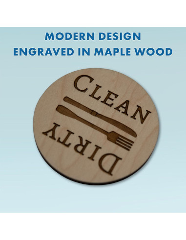 Imán de Lavavajillas Limpio Sucio Madera Arce 6.35 cm