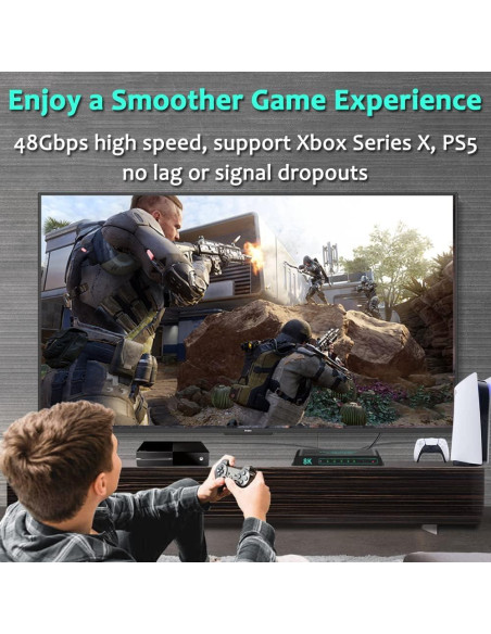 Interruptor HDMI 8K SkycropHD 4 en 1 Automático 48Gbps
