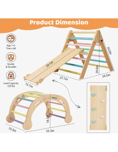 Conjunto Triángulo Pikler Colorido 5 en 1 para Niños 1-6 Años 2
