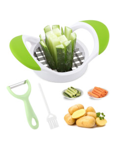 Cortador de Papas Fritas QWLWBU Acero Inoxidable Verde Manual