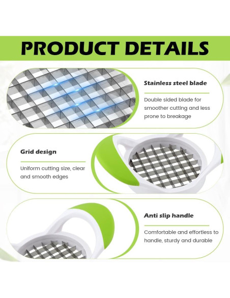 Cortador de Papas Fritas QWLWBU Acero Inoxidable Verde Manual