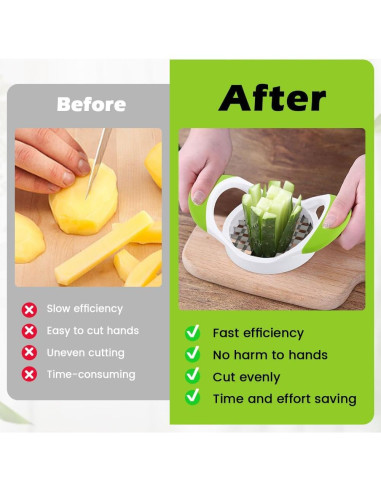 Cortador de Papas Fritas QWLWBU Acero Inoxidable Verde Manual