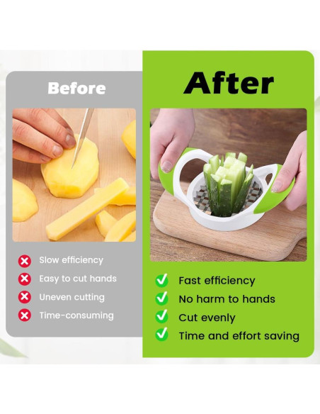 Cortador de Papas Fritas QWLWBU Acero Inoxidable Verde Manual