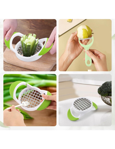 Cortador de Papas Fritas QWLWBU Acero Inoxidable Verde Manual