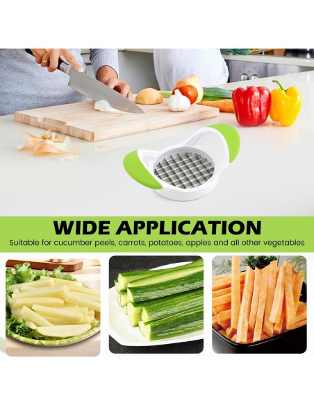 Cortador de Papas Fritas QWLWBU Acero Inoxidable Verde Manual