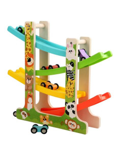 Juguete de Rampa de Coche de Madera ZHEJIANG 4 Niveles 8 Coches