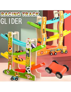 Juguete de Rampa de Coche de Madera ZHEJIANG 4 Niveles 8 Coches 2