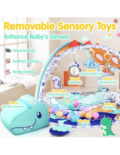 Alfombra de Juego 5-en-1 WeeHomm Dinosaurios 88.9 cm Lavable 2