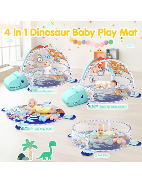 Alfombra de Juego 5-en-1 WeeHomm Dinosaurios 88.9 cm Lavable