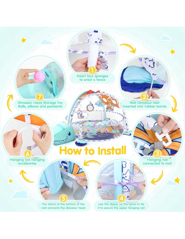 Alfombra de Juego 5-en-1 WeeHomm Dinosaurios 88.9 cm Lavable