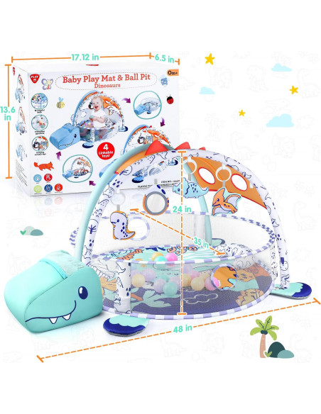 Alfombra de Juego 5-en-1 WeeHomm Dinosaurios 88.9 cm Lavable