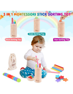 Juguetes Montessori FCSONU de Madera para Niños 1-3 Años 2