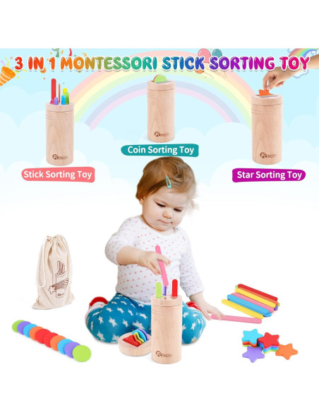 Juguetes Montessori FCSONU de Madera para Niños 1-3 Años