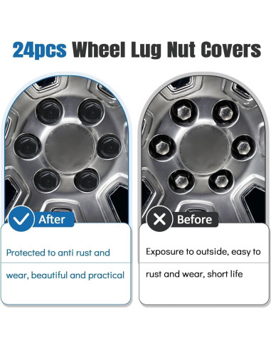 Cubiertas de Tuercas de Rueda Panwarmoll 24 Piezas M27 Hex 22mm