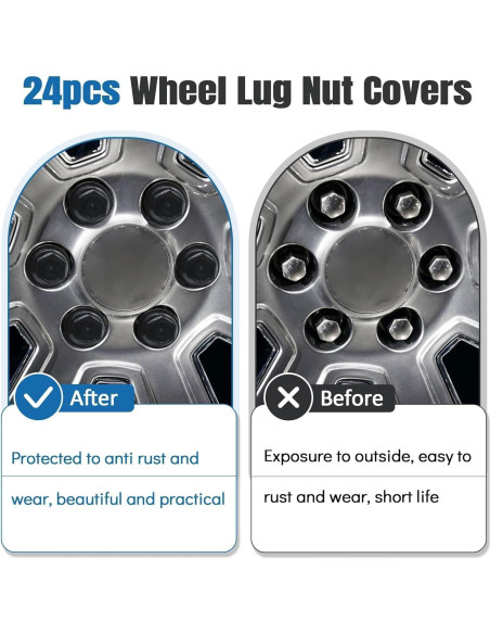 Cubiertas de Tuercas de Rueda Panwarmoll 24 Piezas M27 Hex 22mm