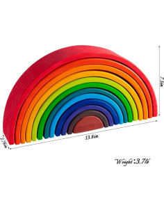 Juguete de Apilamiento Arcoíris MerryHeart 12 Piezas Madera 2