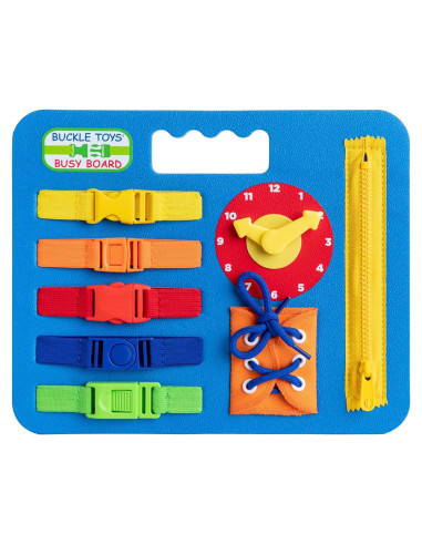 Juguete de Aprendizaje Montessori Buckle Toy Azul 27.9x22.9 cm