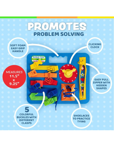 Juguete de Aprendizaje Montessori Buckle Toy Azul 27.9x22.9 cm