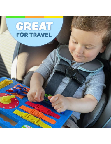 Juguete de Aprendizaje Montessori Buckle Toy Azul 27.9x22.9 cm