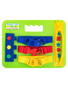 Tablero Ocupado Mini Buckle Toys Verde - Juguete Montessori 20x15cm