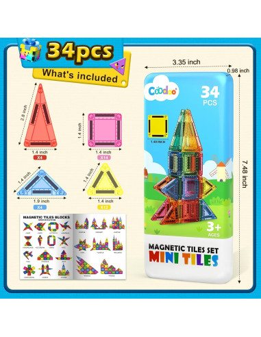 Azulejos Magnéticos Mini Coodoo 34 Piezas 3.76 cm STEM