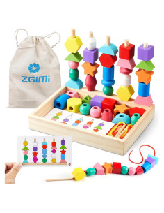 Juguete de Madera Montessori ZGIMI con Cuentas y Apilador