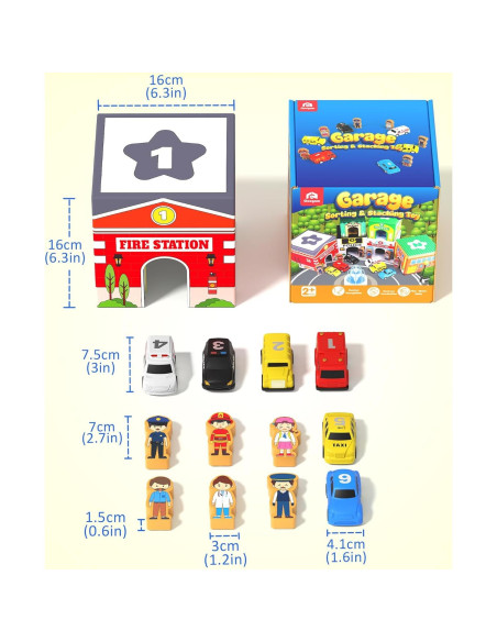 Bloques Apilables Montessori Coogam con Garajes de Coches - Juguete Educativo 2-4 Años