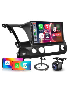 Estéreo de Coche Android 13 Podofo 10.1" 8 Núcleos 6G+128G para Honda Civic 2006-2011