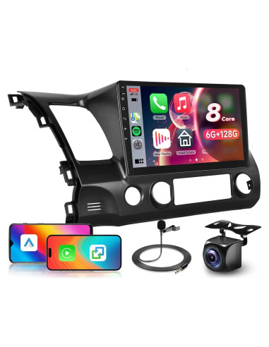 Estéreo de Coche Android 13 Podofo 10.1" 8 Núcleos 6G+128G para Honda Civic 2006-2011