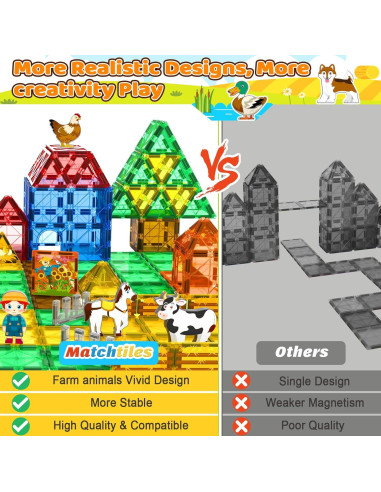 Azulejos Magnéticos de Animales de Granja 105PCS - Juguete Educativo