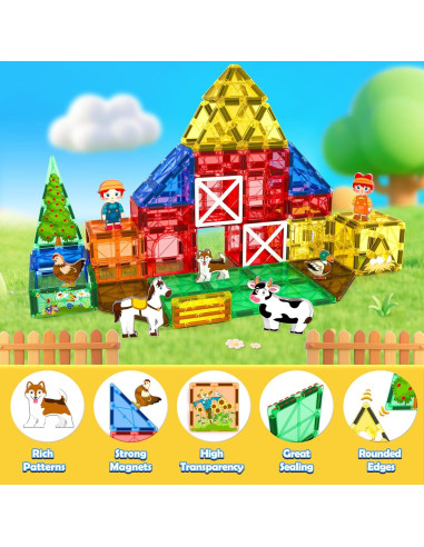 Azulejos Magnéticos de Animales de Granja 105PCS - Juguete Educativo