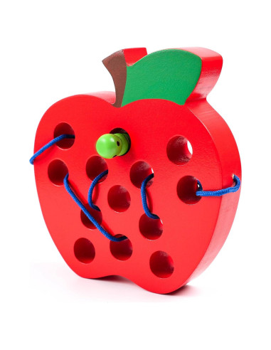 Juguete de Enhebrado de Madera Kizh Manzana Grande 15.2 cm