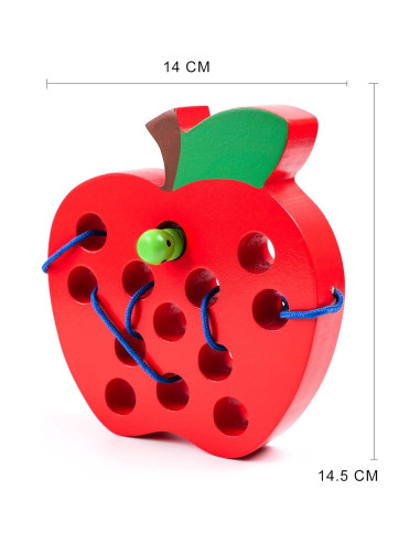 Juguete de Enhebrado de Madera Kizh Manzana Grande 15.2 cm