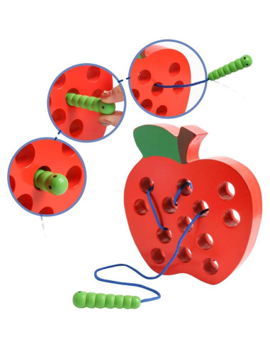 Juguete de Enhebrado de Madera Kizh Manzana Grande 15.2 cm