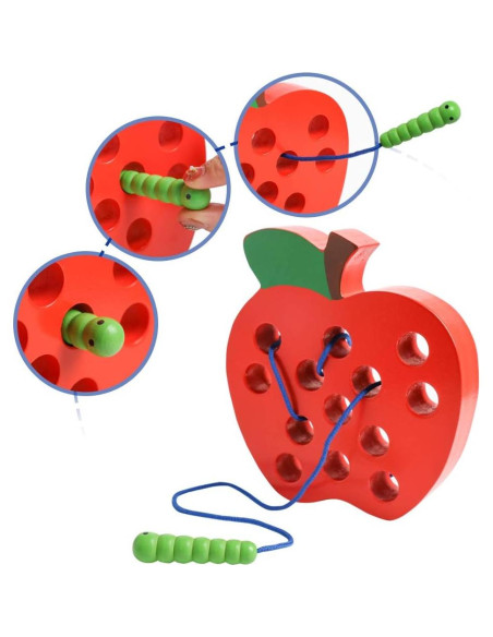 Juguete de Enhebrado de Madera Kizh Manzana Grande 15.2 cm