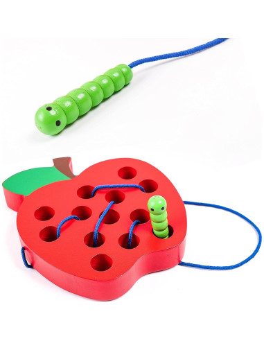 Juguete de Enhebrado de Madera Kizh Manzana Grande 15.2 cm