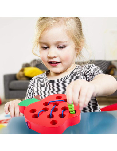 Juguete de Enhebrado de Madera Kizh Manzana Grande 15.2 cm