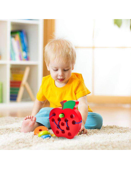 Juguete de Enhebrado de Madera Kizh Manzana Grande 15.2 cm