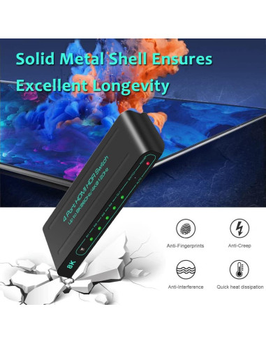 Interruptor HDMI 8K SkycropHD 4 en 1 Automático 48Gbps
