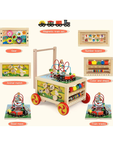 Cubo de Actividad de Madera 7 en 1 FOPNETS Juguete Educativo