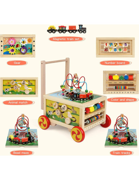 Cubo de Actividad de Madera 7 en 1 FOPNETS Juguete Educativo