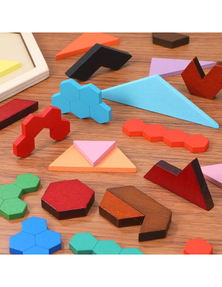 Paquete de 3 Rompecabezas Hexagonales de Madera Jerify