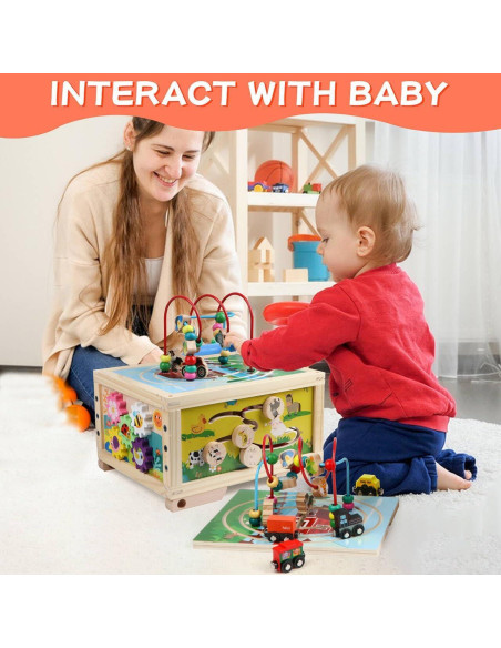 Cubo de Actividad de Madera 7 en 1 FOPNETS Juguete Educativo