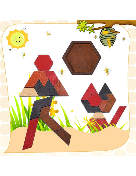 Paquete de 3 Rompecabezas Hexagonales de Madera Jerify