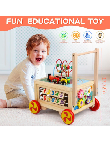 Cubo de Actividad de Madera 7 en 1 FOPNETS Juguete Educativo