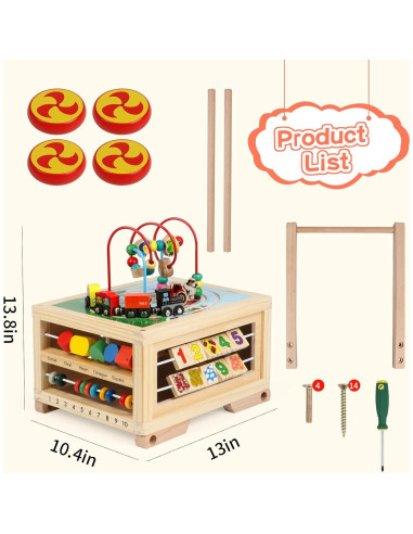 Cubo de Actividad de Madera 7 en 1 FOPNETS Juguete Educativo