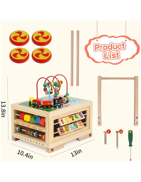 Cubo de Actividad de Madera 7 en 1 FOPNETS Juguete Educativo